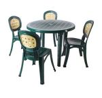 Комплект мебели из пластика Кертоза т.зеленый( круглый стол)