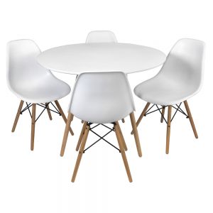 Комплект мебели для кафе из пластика 1+4 ЛМ003 белый от 4шт ― СадМебели